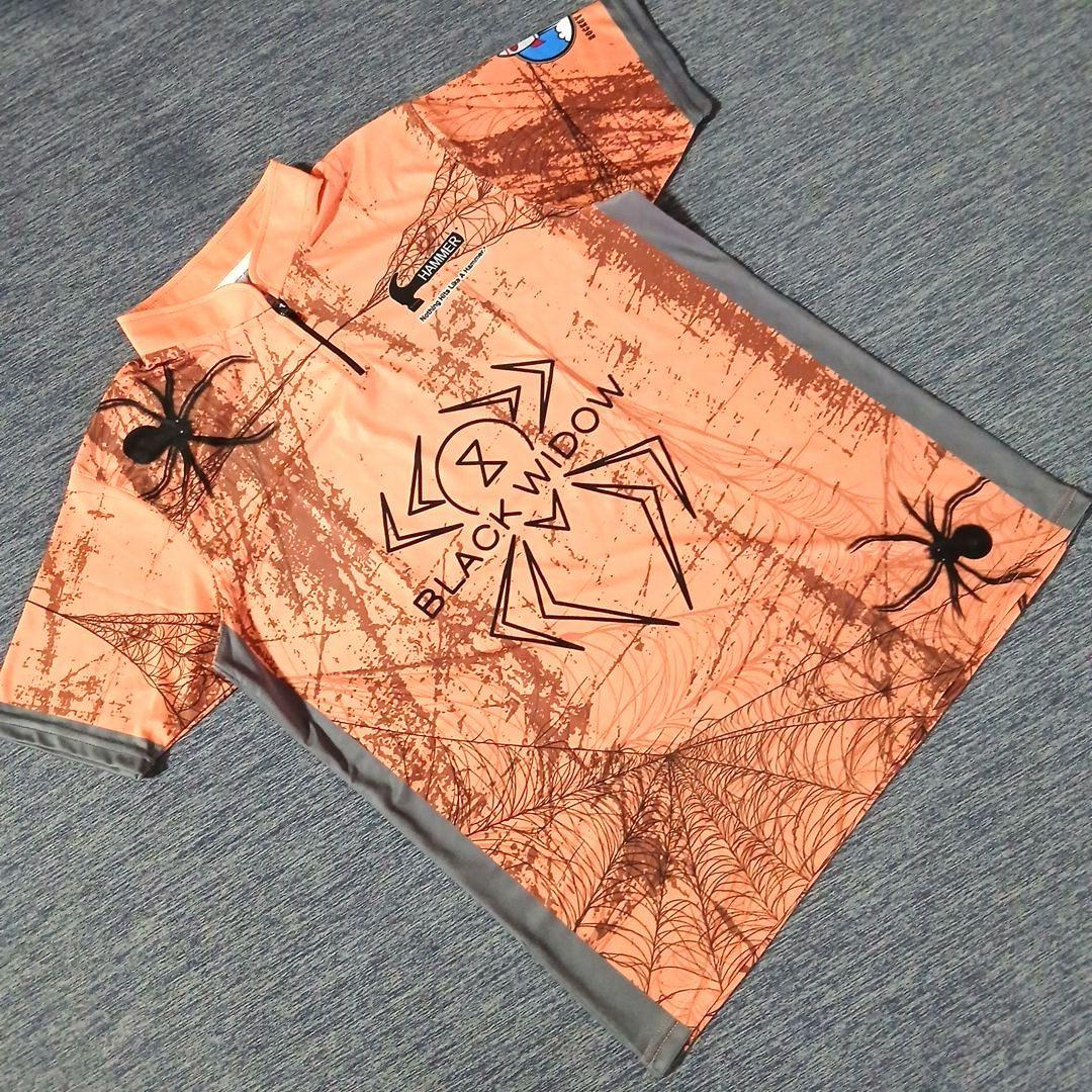 ✨新品✨ボウリングウェア　ブラックウィドー　オレンジ　サイズL　ハンマー