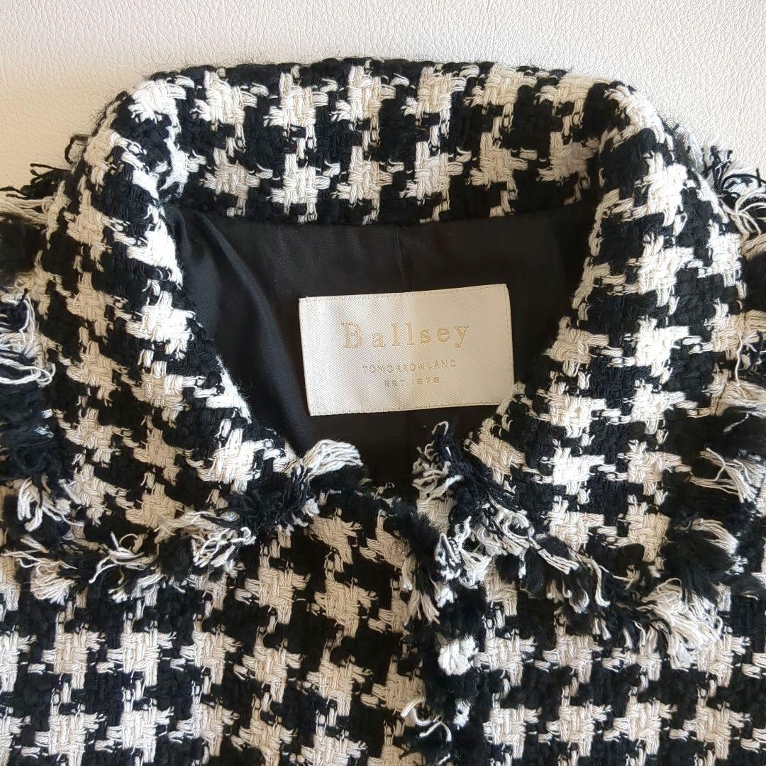 新品★ボールジィ ハウンドトゥース ツイード フリンジ ジャケット 千鳥格子