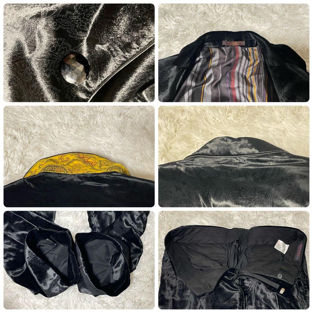 未使用級/XL エトロ スーツ　セットアップ　ペイズリー ベロア　宝石ボタン