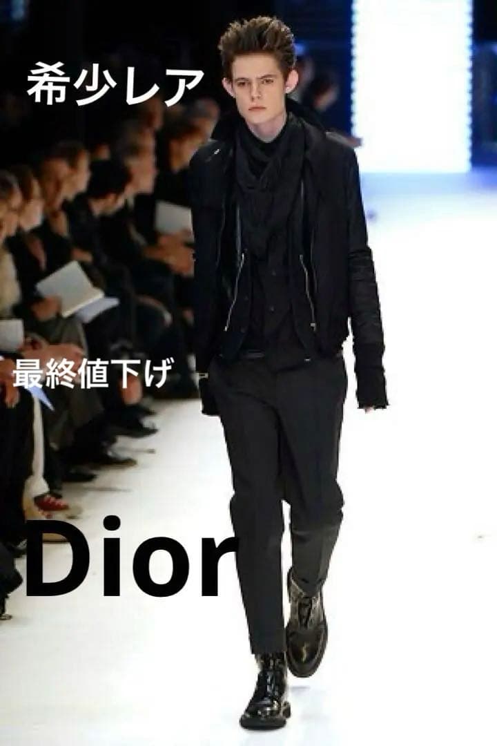 希少レア　Dior スカーフ　黒　レザー使用　08 ストール　マフラー　エディ期