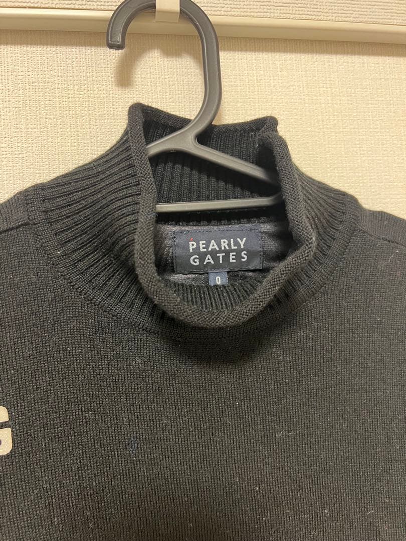 【美品】韓国 パーリーゲイツ ゼブラ柄 ハイネック セーター サイズ0 黒 防寒