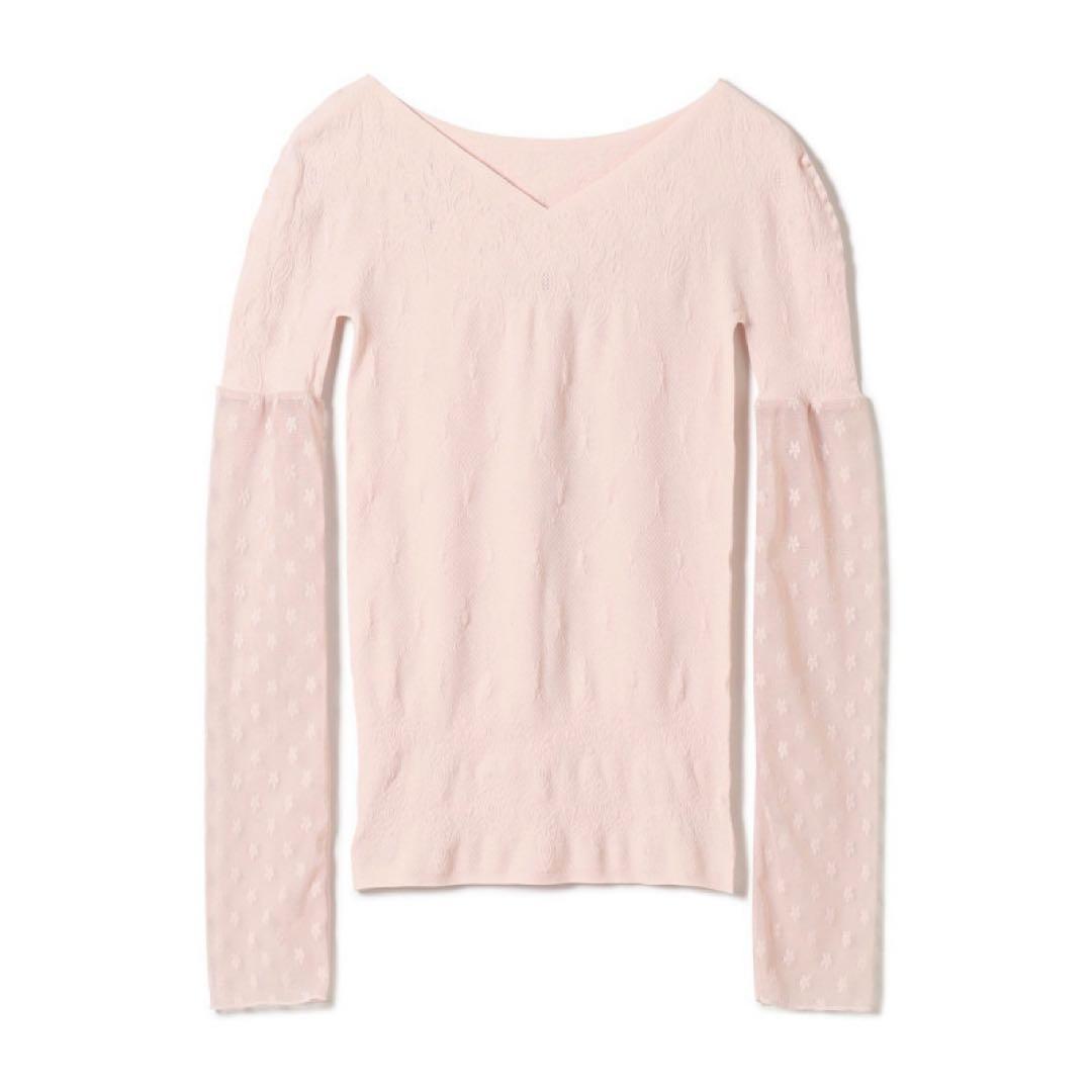 チャコット　ノーソーイングニット　長袖　ピンク　バレエ　ヨガ　ダンス　レース