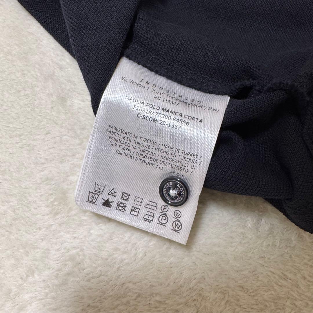 人気☆ MONCLER モンクレール ポロシャツ　ブラック　ロゴ　ワッペン　XL