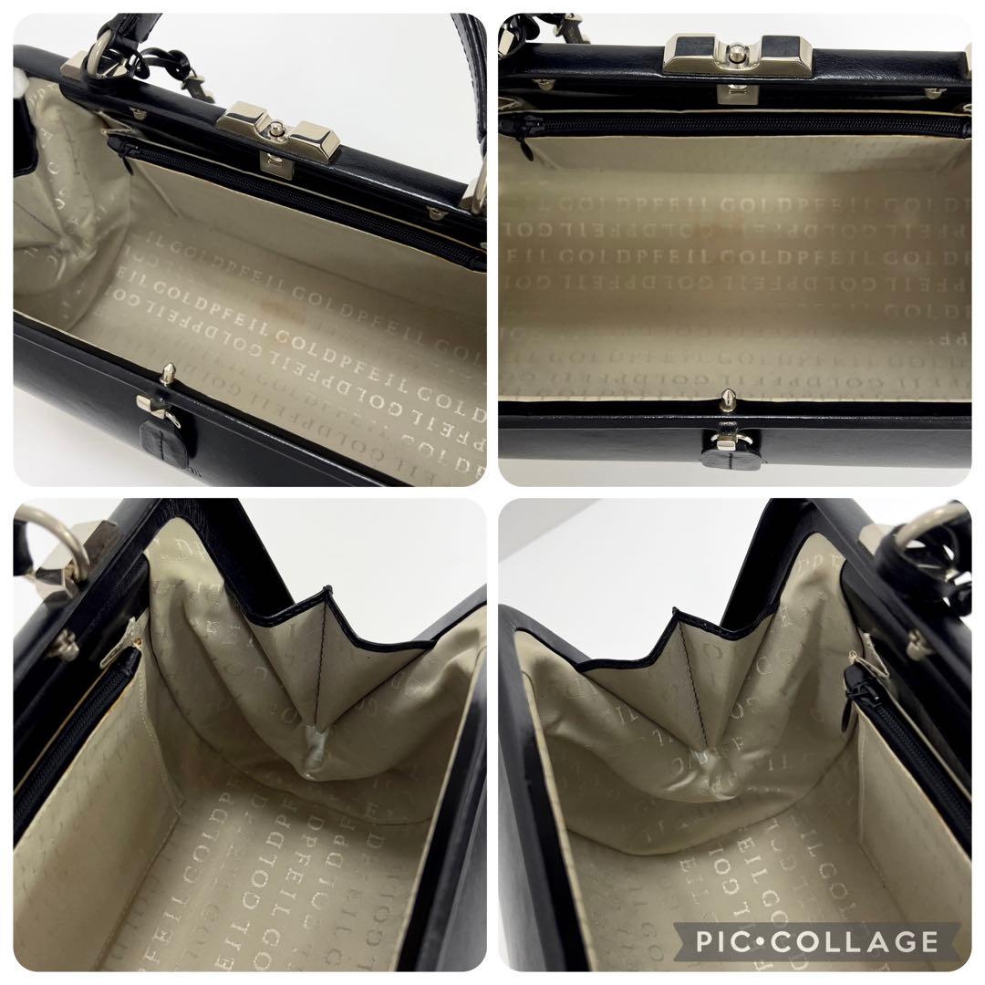 ゴールドファイル　ハンドバッグ　ショルダーバッグ　レザー　2WAY　ブラック