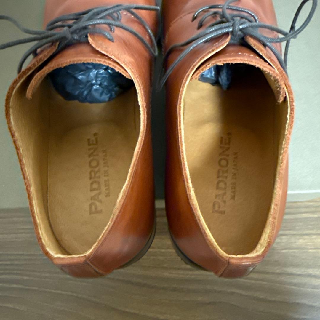 【新品未使用】パドローネ　ダービープレーントゥシューズ　キャメル