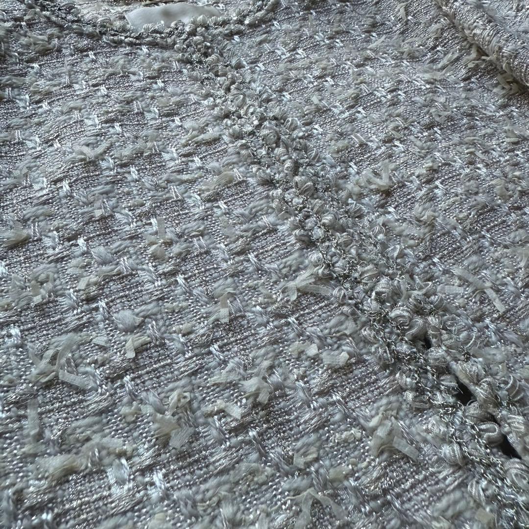 自由区 ジユウク オンワード樫山 ノーカラージャケット サイズ40 ツイード