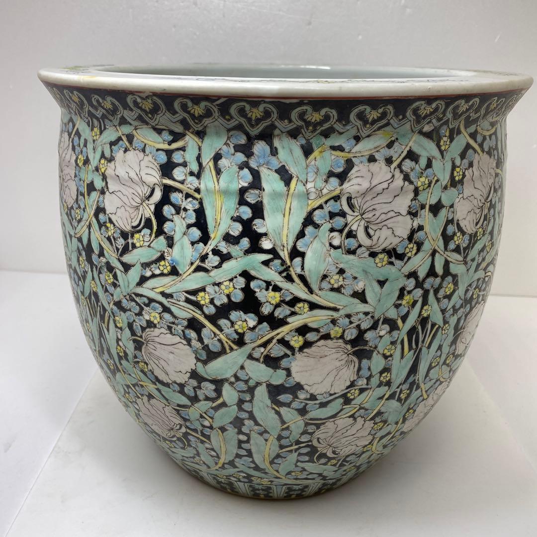 専用　中国清時代　粉彩大鉢　高さ約27㎝　タエチ　東さ7-0130☆2F