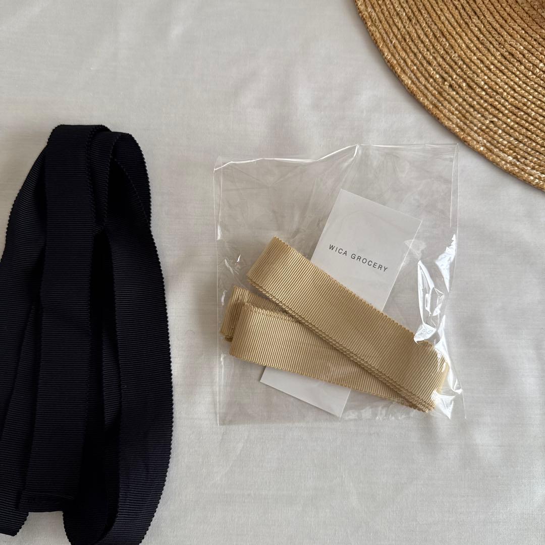 新品 wicagrocery ウィカグロサリー　 麦わら帽子 リボン付き