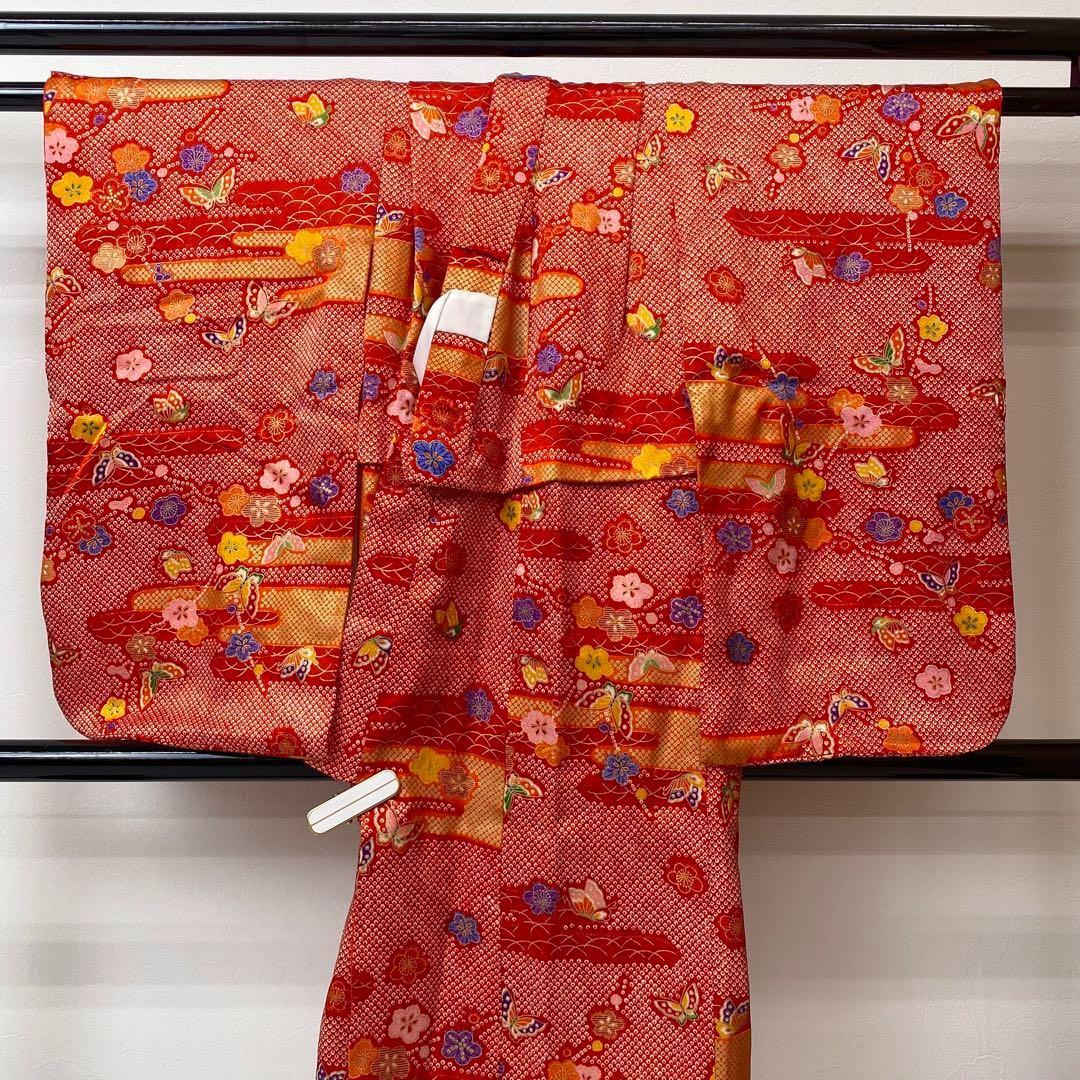 【着物と帯 時流】192◆3才女の子着物&被布コート長襦袢 バッグセット◆美品