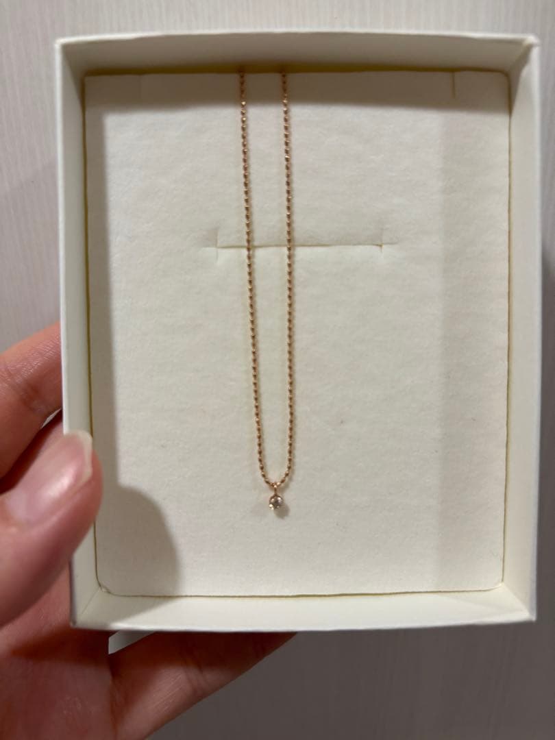 cui-cui k10ピンクゴールド　ダイヤモンドボールチェーンネックレス