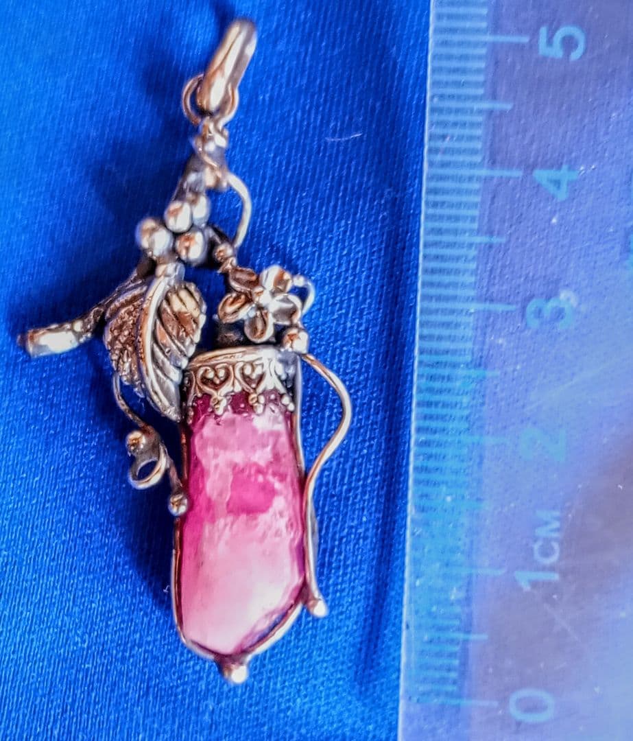 ピンクトルマリンのシルバー手作りペンダント