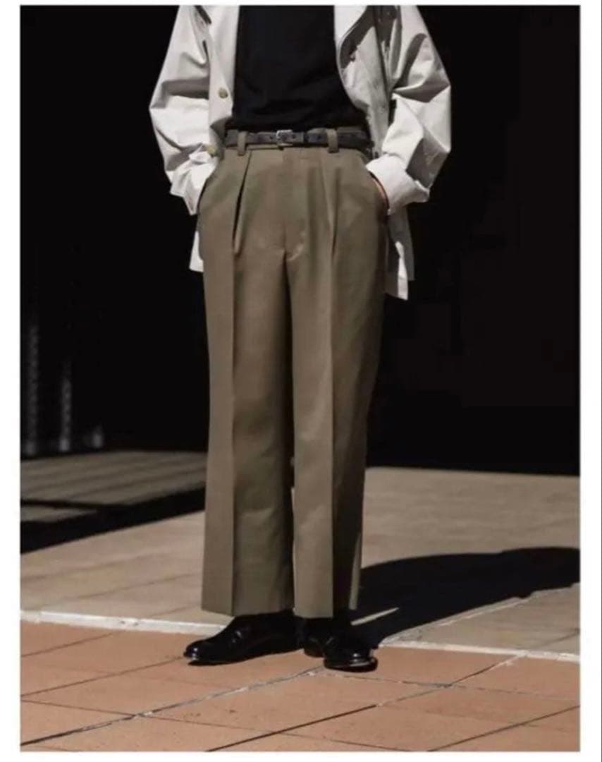 パンツ WOOL MOHAIR GABERDINE 1TUCK BAGGY SLACKS