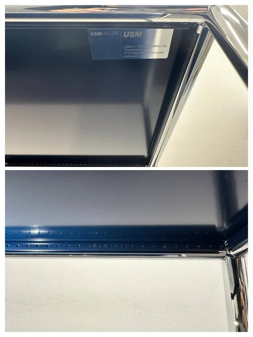 ほぼ未使用■USMハラー■キャビネット 1列3段　スティールブルー　鍵なし　紺色