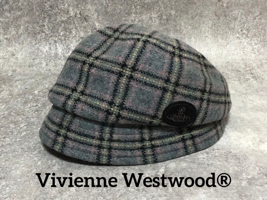 ヴィヴィアン　帽子　チェック　ウール　キャップ