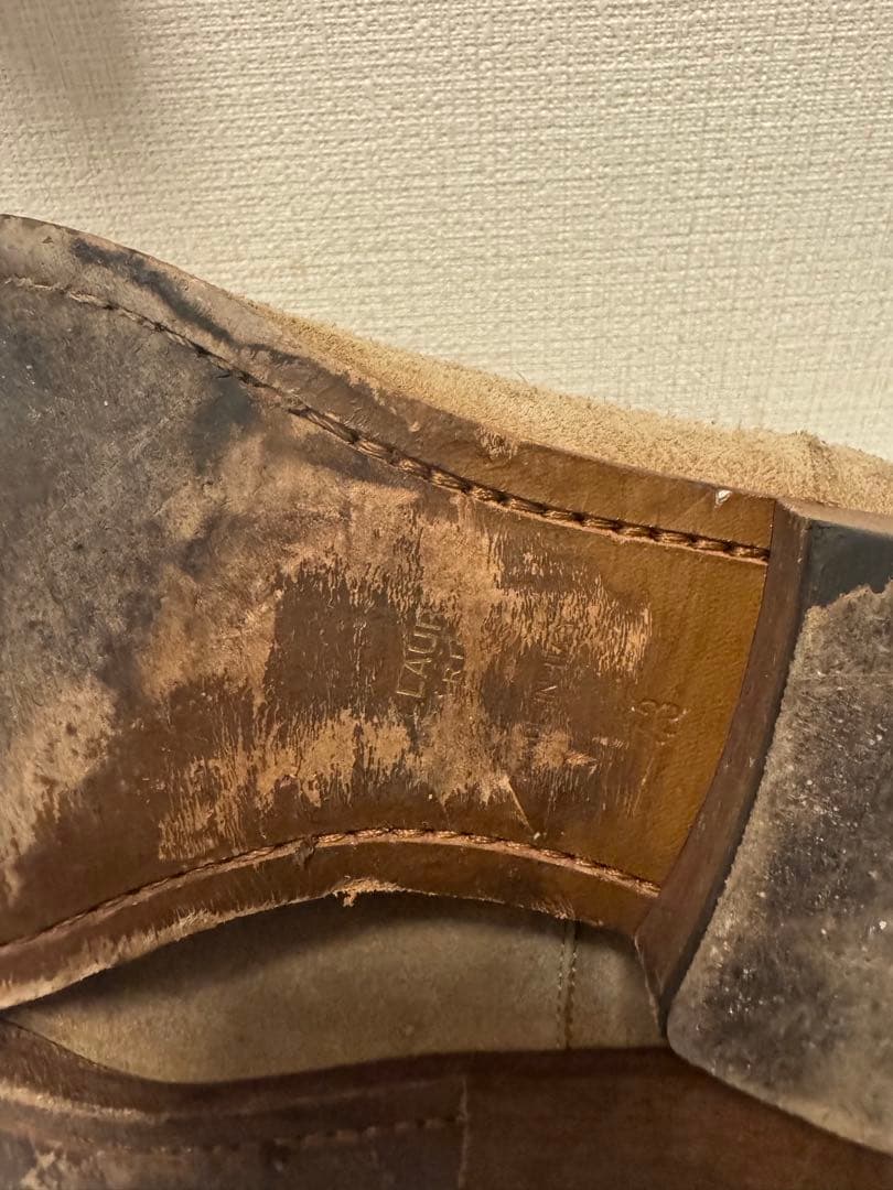 サンローラン 43 ベージュ スエード サイドゴアブーツ