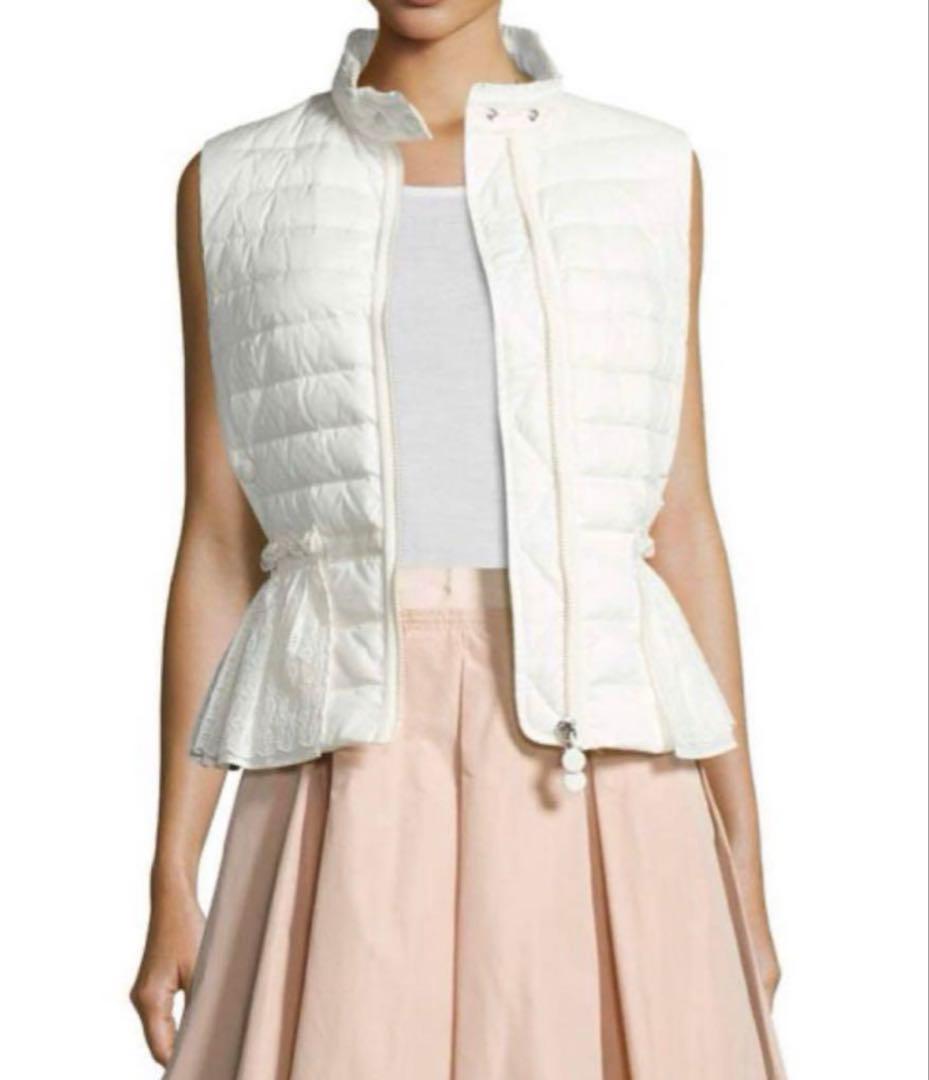 モンクレール　ダウンベスト　VALENSOLE　ナイロン　ホワイト　レース