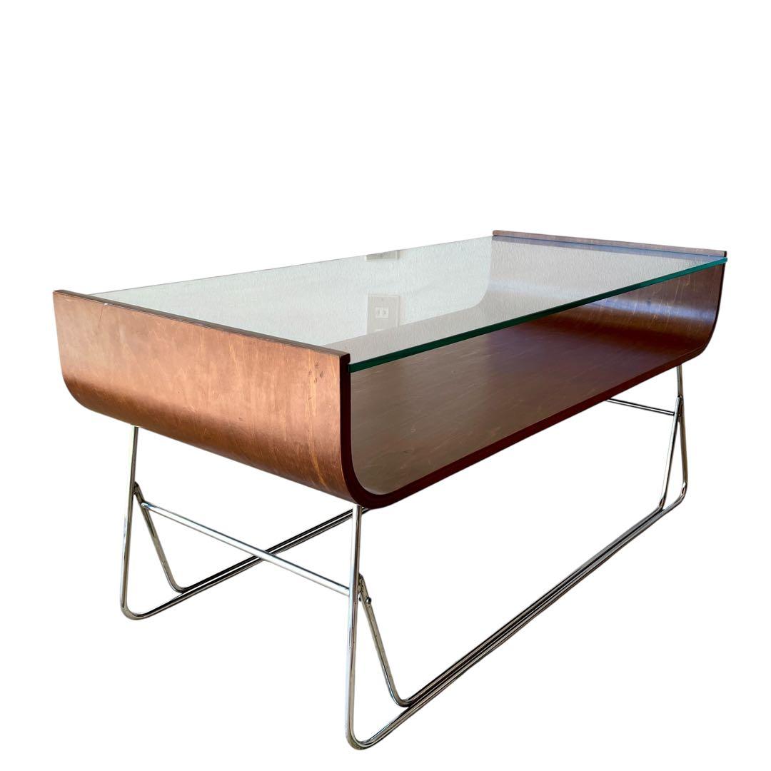 ミッドセンチュリー ガラス ローテーブル センターテーブル コーヒーテーブル 机