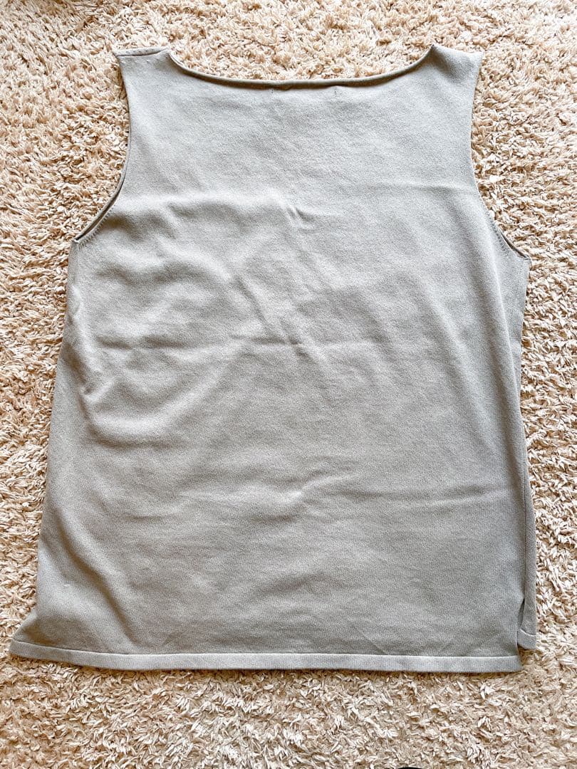 evam eva エヴァムエヴァ コットンスリーブ　M グレージュ　タンクトップ