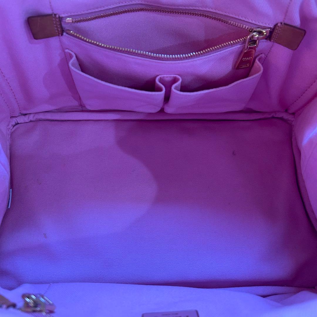希少レア　PRADA カナパ　トートバッグ　プラダ　ピンクチェック　ゴールド金具
