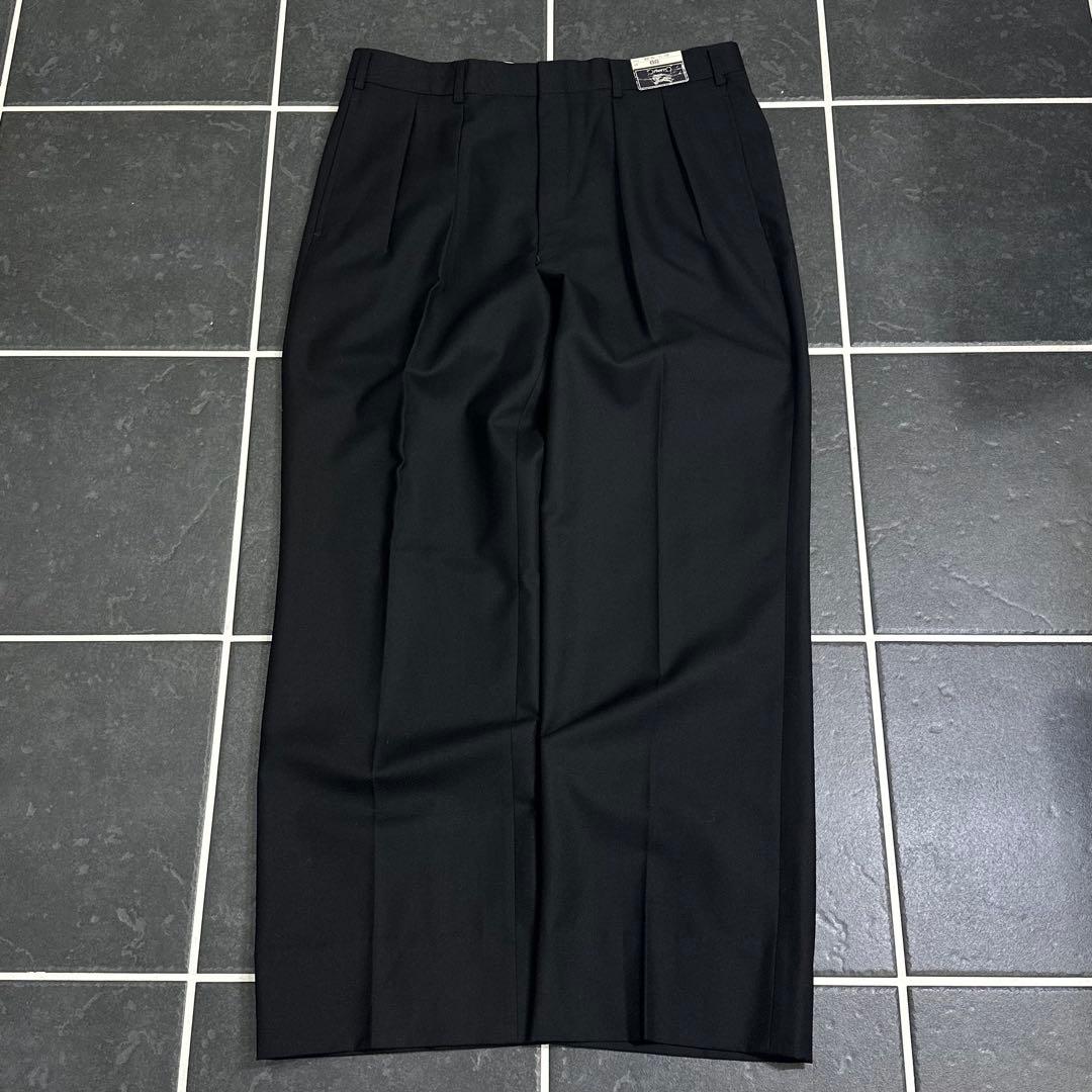 80s Burberry 【ウールギャバ　ツータック　ワイドスラックス　極太】