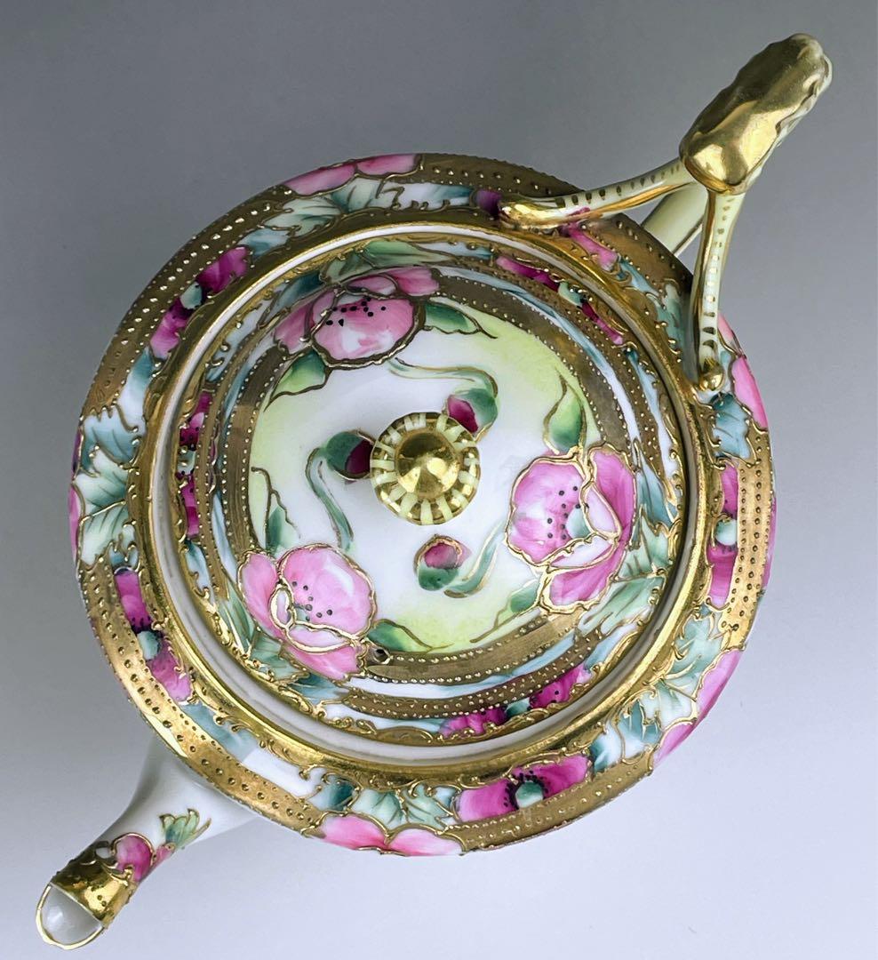 【大き目】オールドノリタケ 花紋 ティーポット アールヌーボー アールデコ