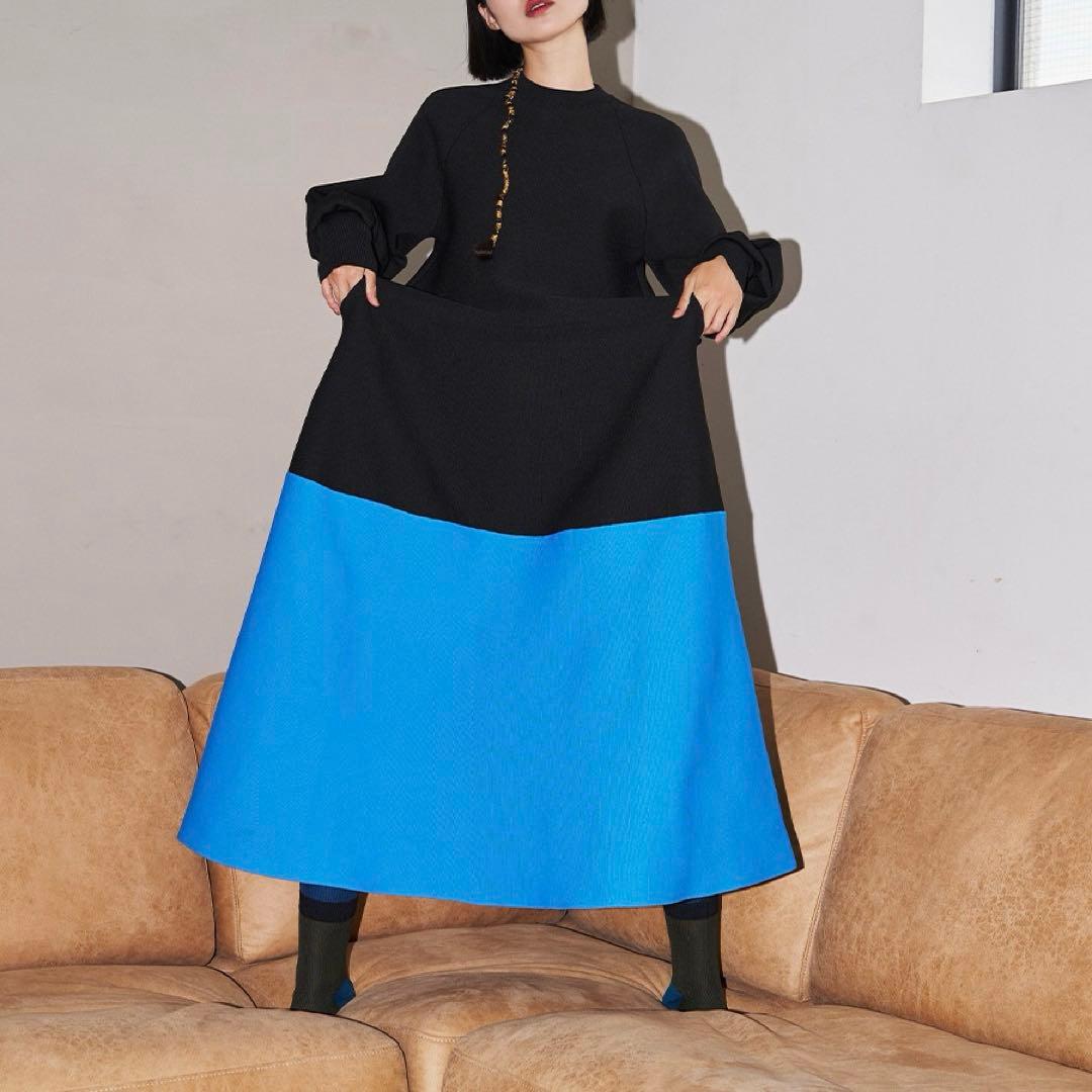 新品タグ付き✨OMMO TENT LINE KNIT OP バイカラーワンピース