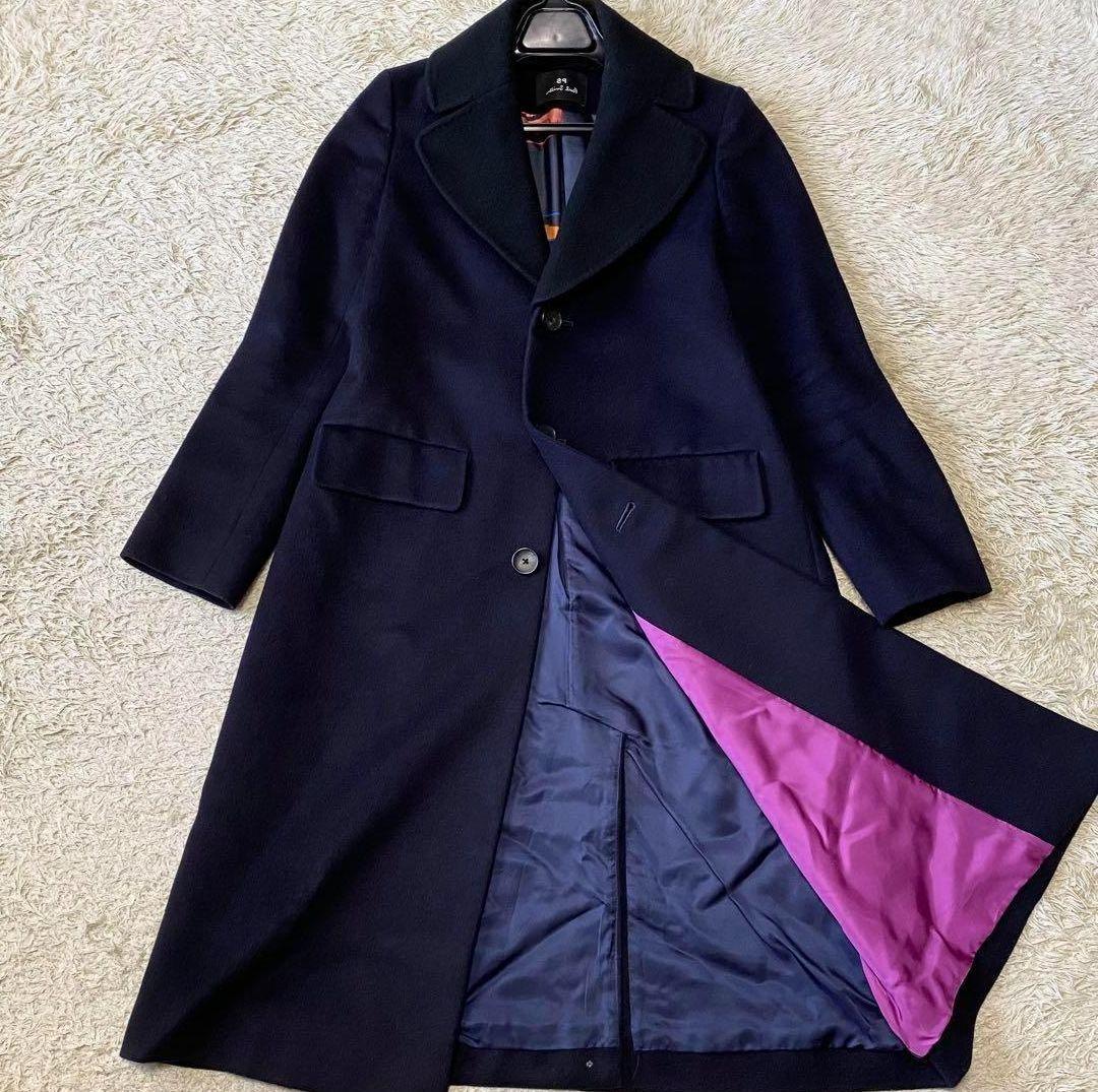 【美品】ポールスミス 2way チェスターコート ノーカラー カシミヤ混 38