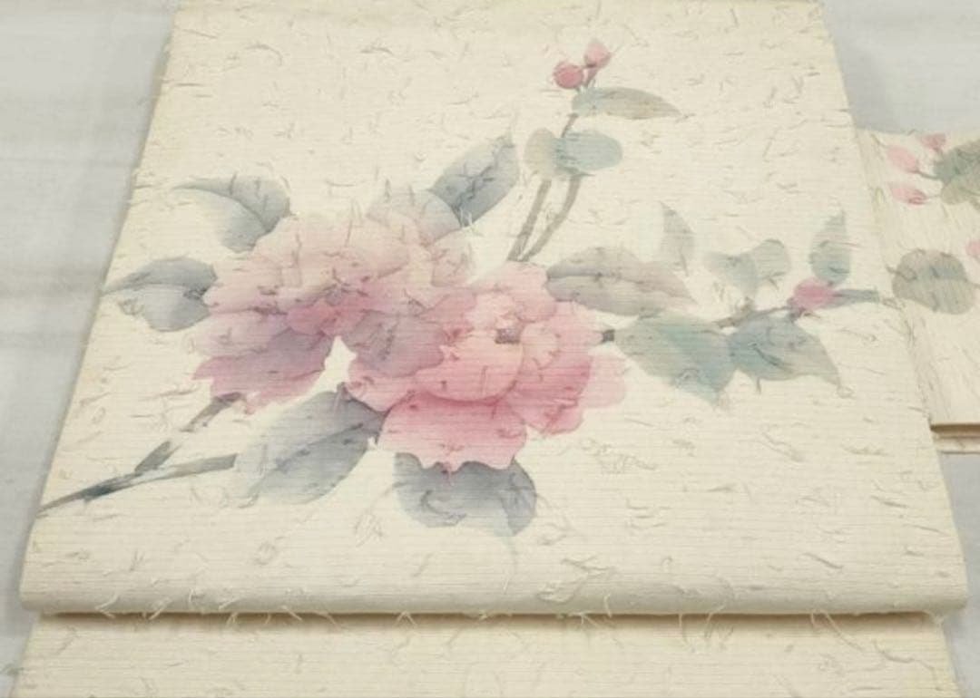帯2本　新春SALE 太鼓柄袋帯　大名行列　未使用　中古髭紬白地にピンクの花柄帯