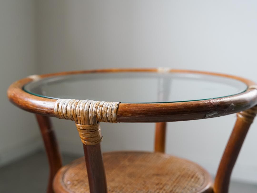 ヴィンテージ ラタン サイドテーブル 籐 ジャパニーズモダン ナチュラル