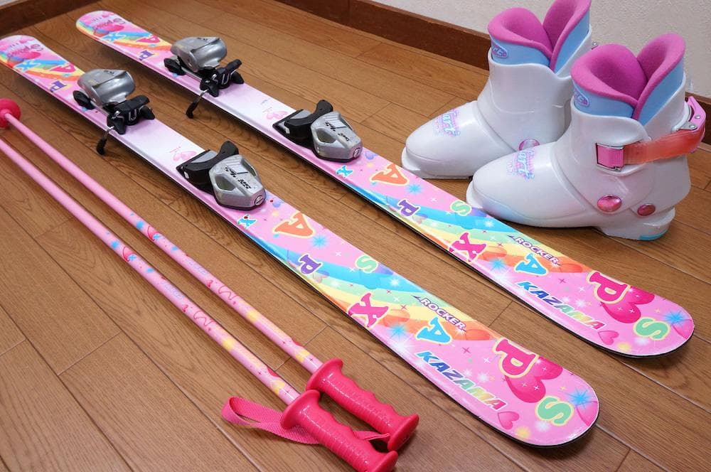 メンテ済 116cm 靴20cm KAZAMA スキーセット 訳あり (120)