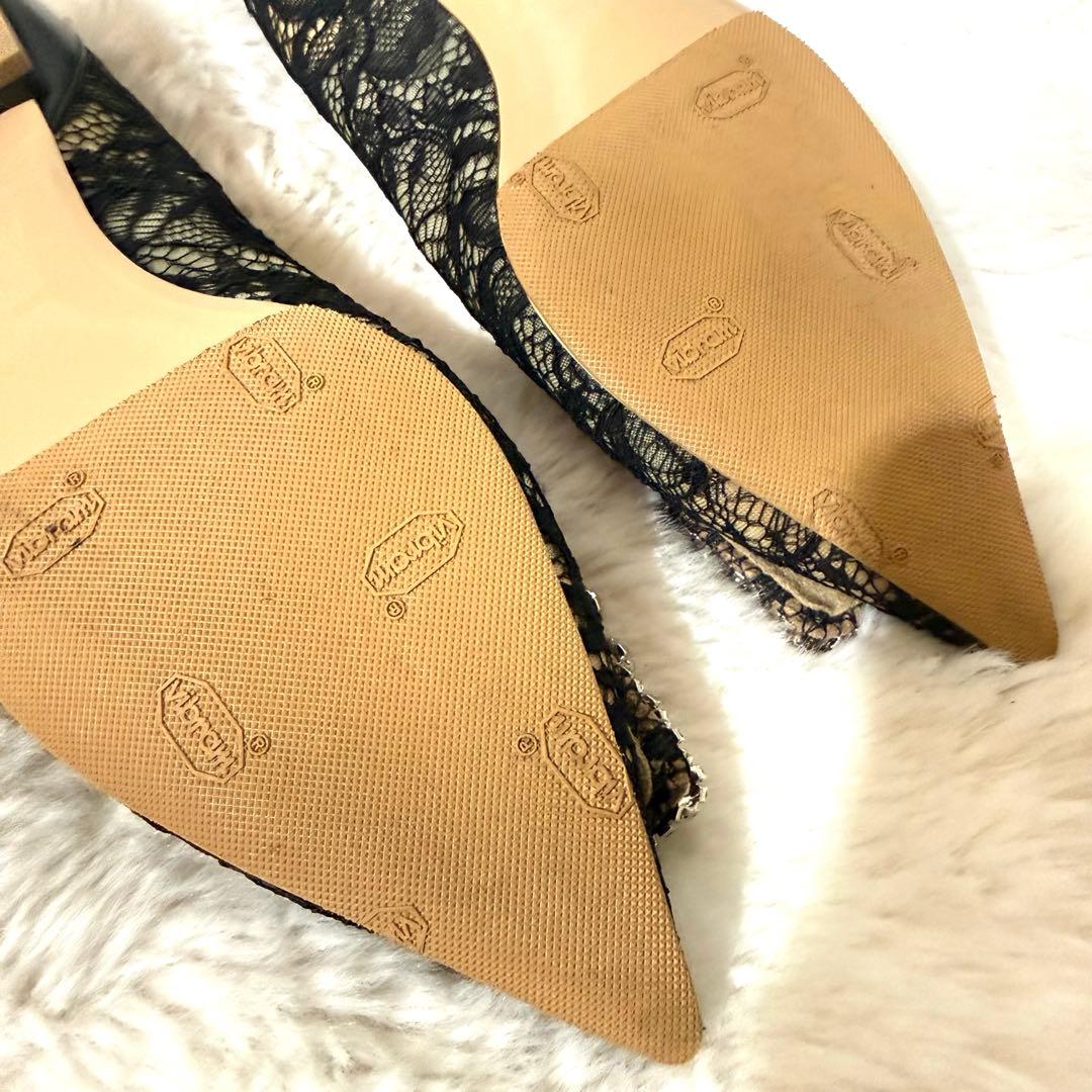 未使用PIPPICHIC レースビジュバックルバレエシューズ ブラック37