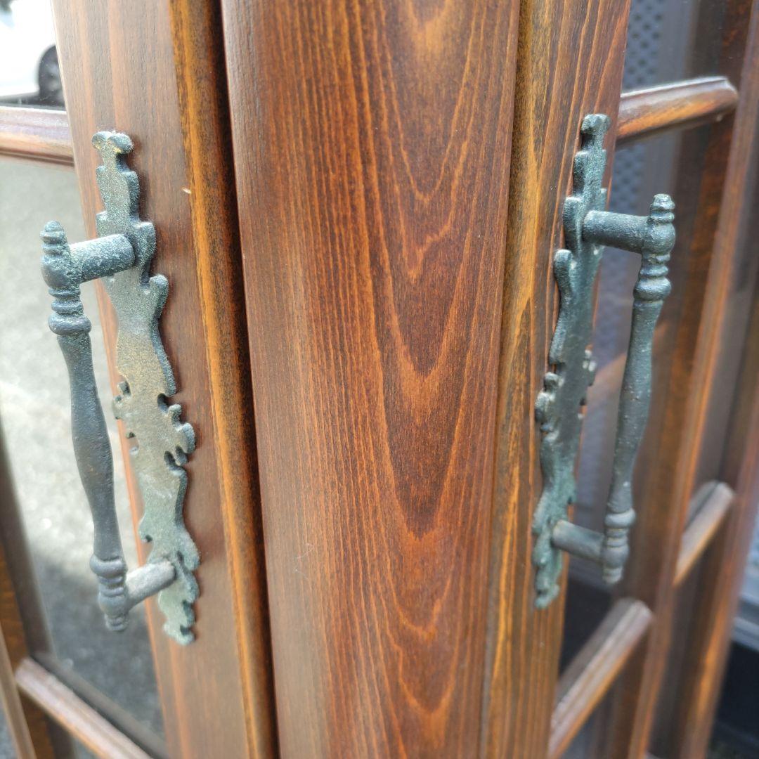 【状態良】オールドカリモク　キュリオケース　食器棚　2面採光