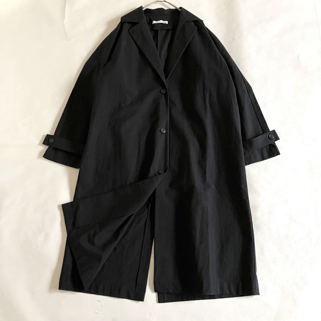 2022 evam eva コットン テーラードコート sumi ブラック 春