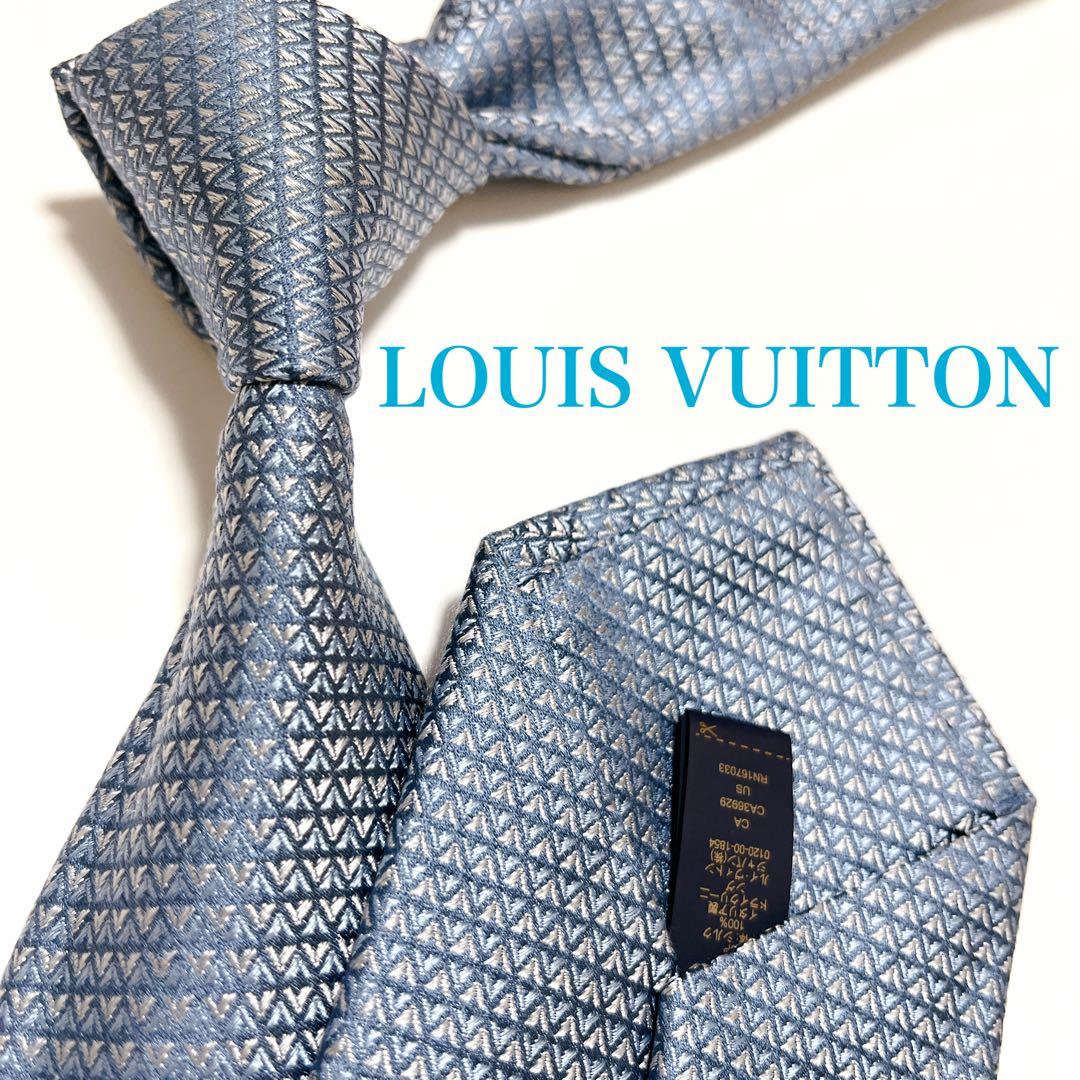 美品 ルイヴィトン ネクタイ ハイブランド ダイヤモンドブイ 光沢 ジャガード