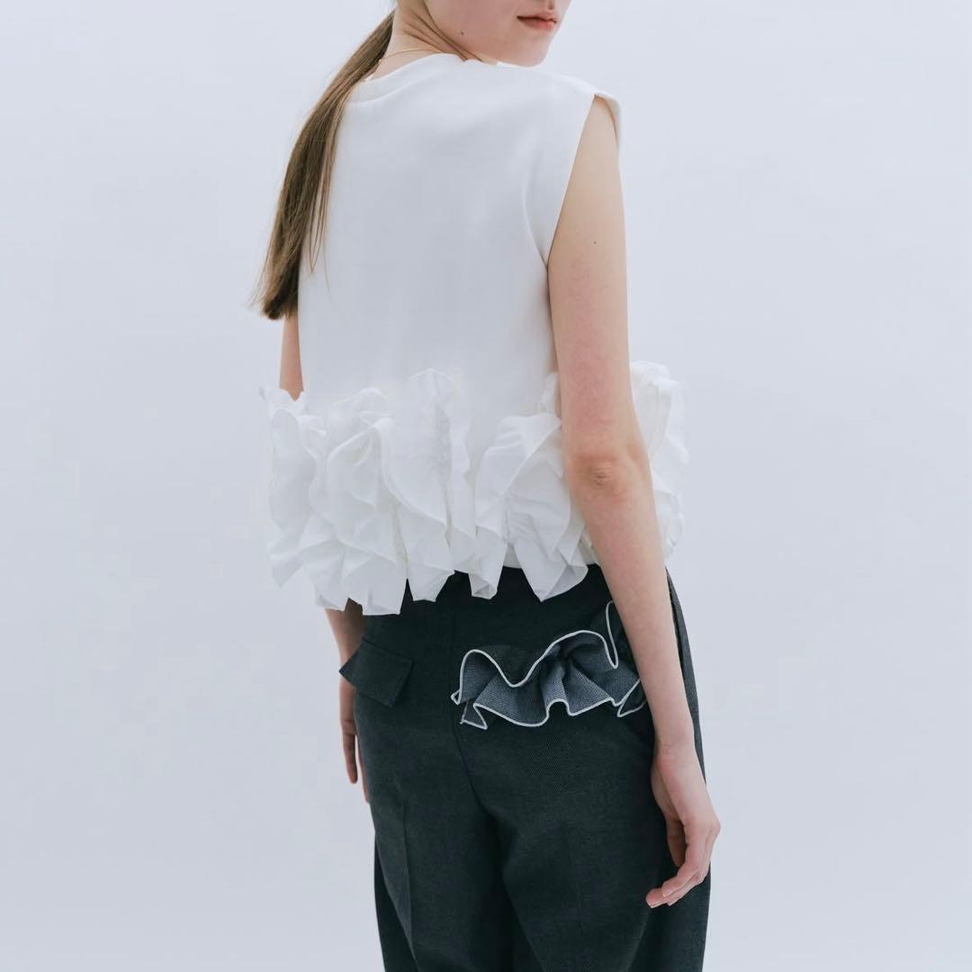 極美品 トレフルプラスワン ポケットフリルパンツ ダークグレー trefle+1