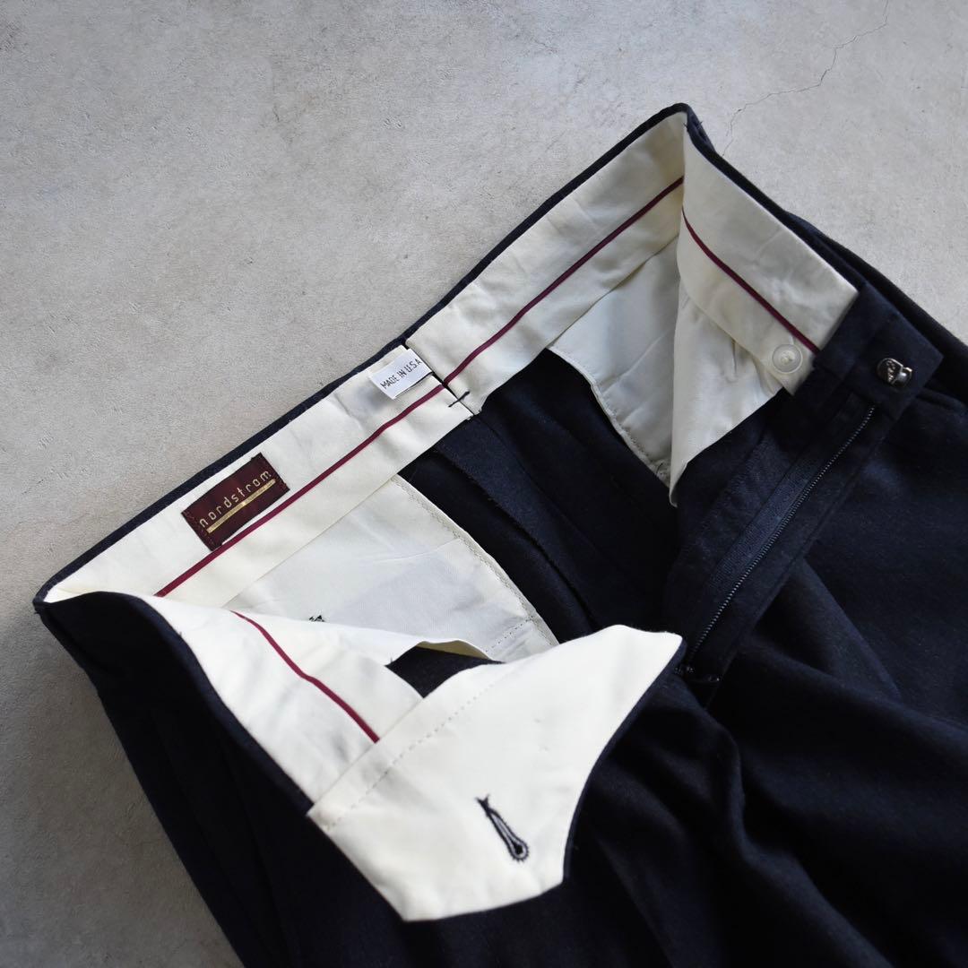 70s80s ノードストローム ウール ツータックスラックスネイビーW31L30