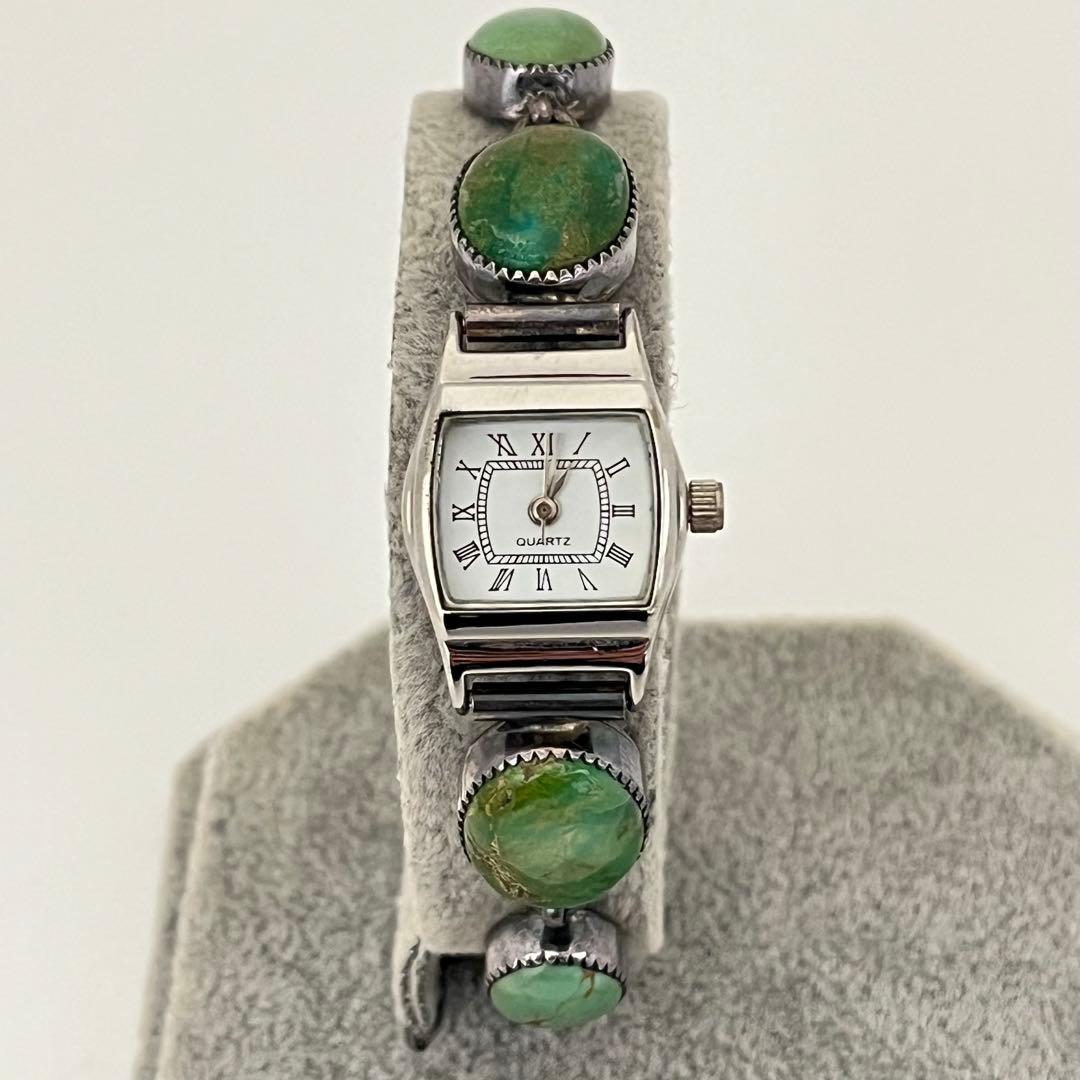 ジュエリーウォッチ　動作品　シルバー装飾　天然石風　一点もの　アクセサリー感覚