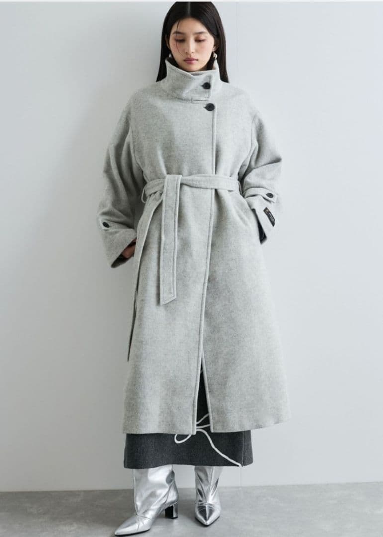 ゆき【美品】vis 静電気防止2way毛混シャギーロングコート