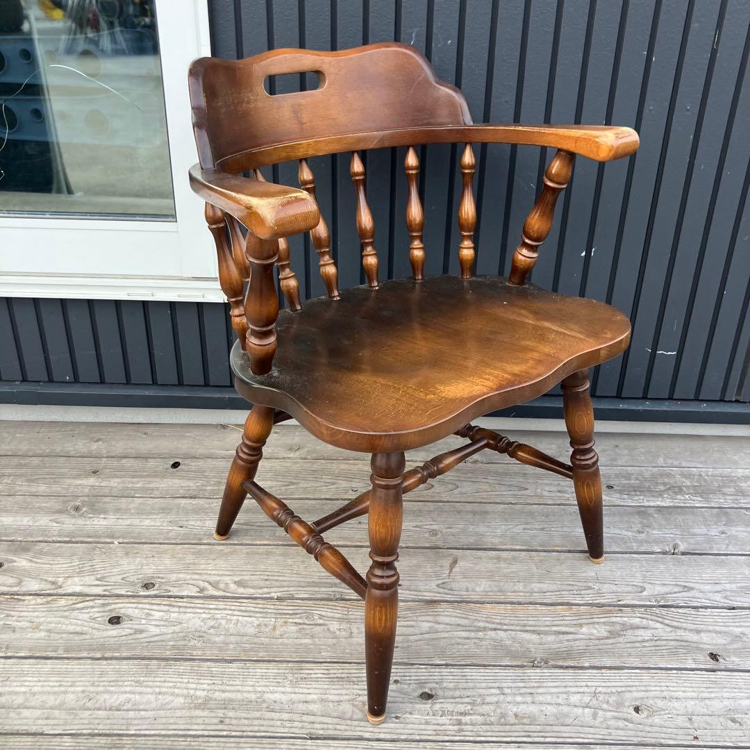 ③ ヴィンテージ 飛騨産業 キツツキ 木製椅子 ウインザーチェア アームチェア