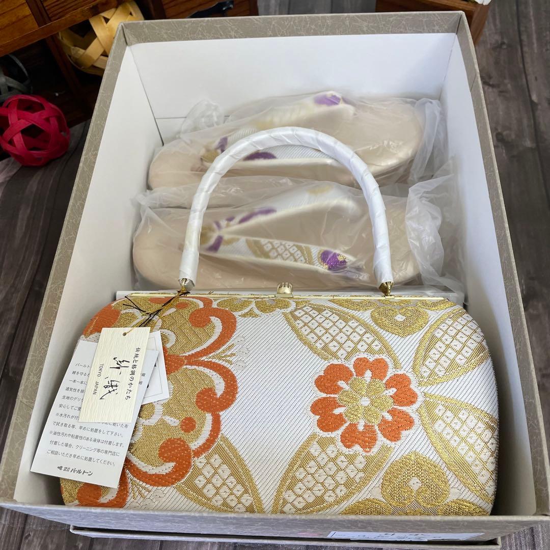 ☆1050✨振袖や訪問着などに✨有名ブランド 西陣織 草履バッグ 箱入り　L