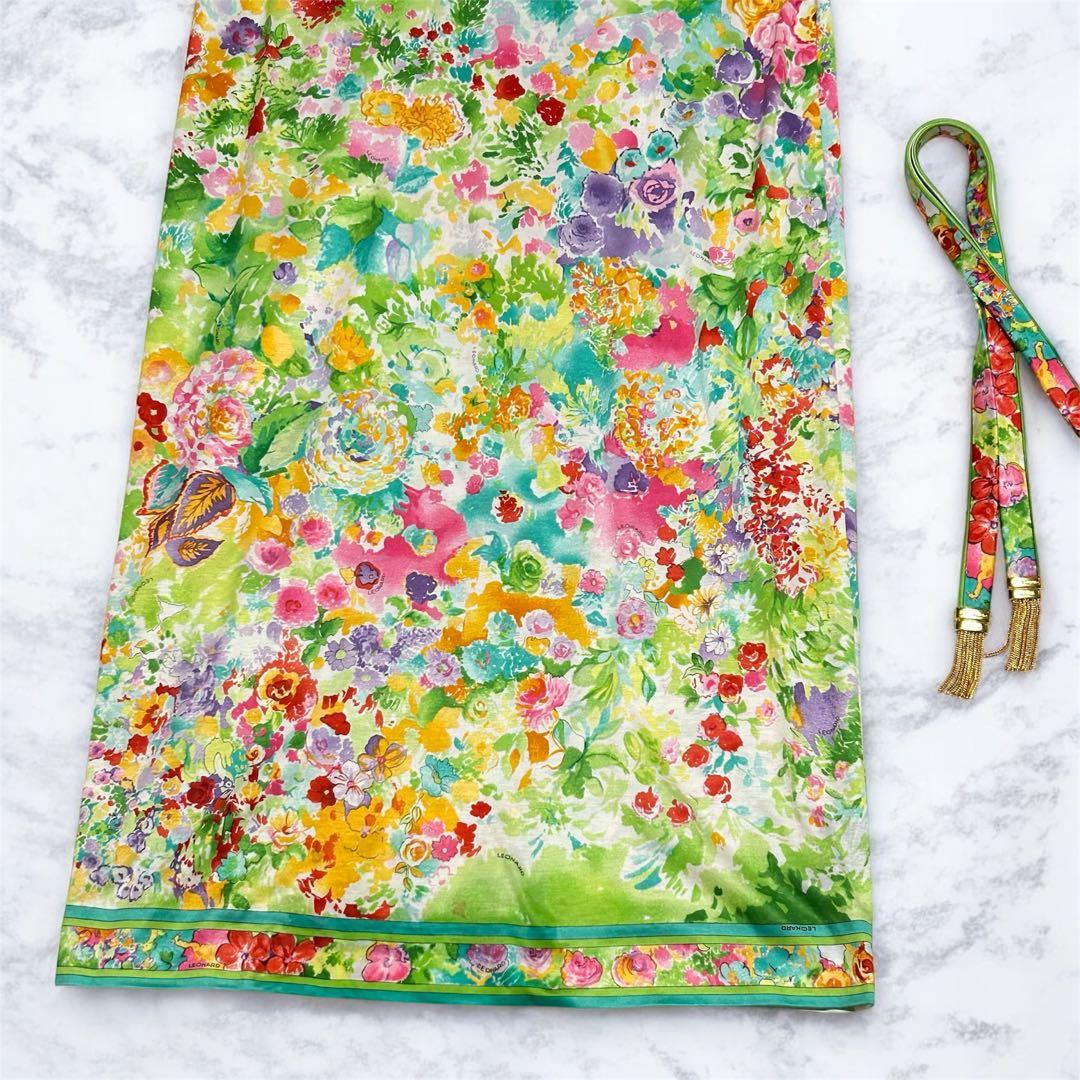 LEONARD 花柄 コットン ワンピース L 手洗い可