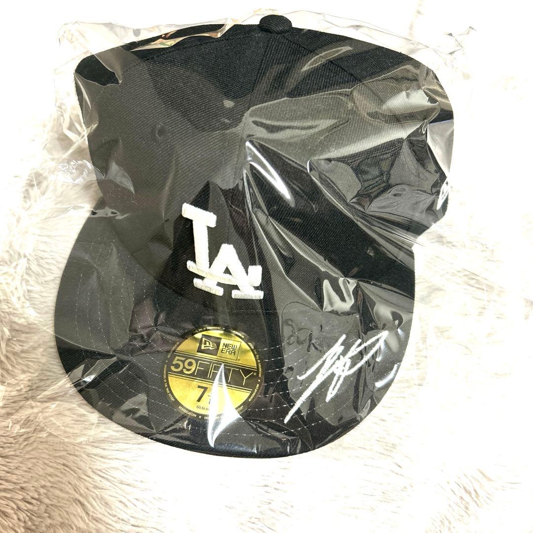 新品未使用 7 5/8 60.6cm刺繍サイン付き 大谷翔平ドジャース キャップ