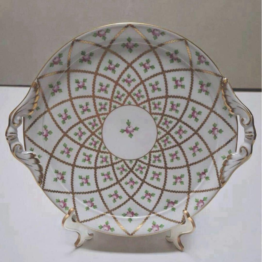 HEREND ヘレンド セーブル風金彩小花 ガトープレート　大皿