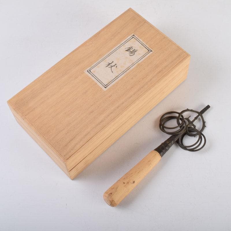 仏教美術　銅製　仏具　遊環　錫杖　箱付　C　8715