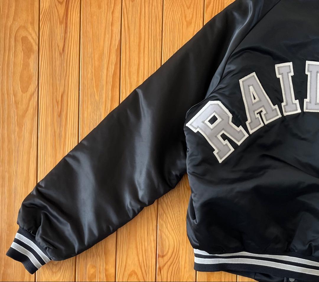 【今だけお得・美品】USA製NFL レイダース チョークライン スタジャン 黒