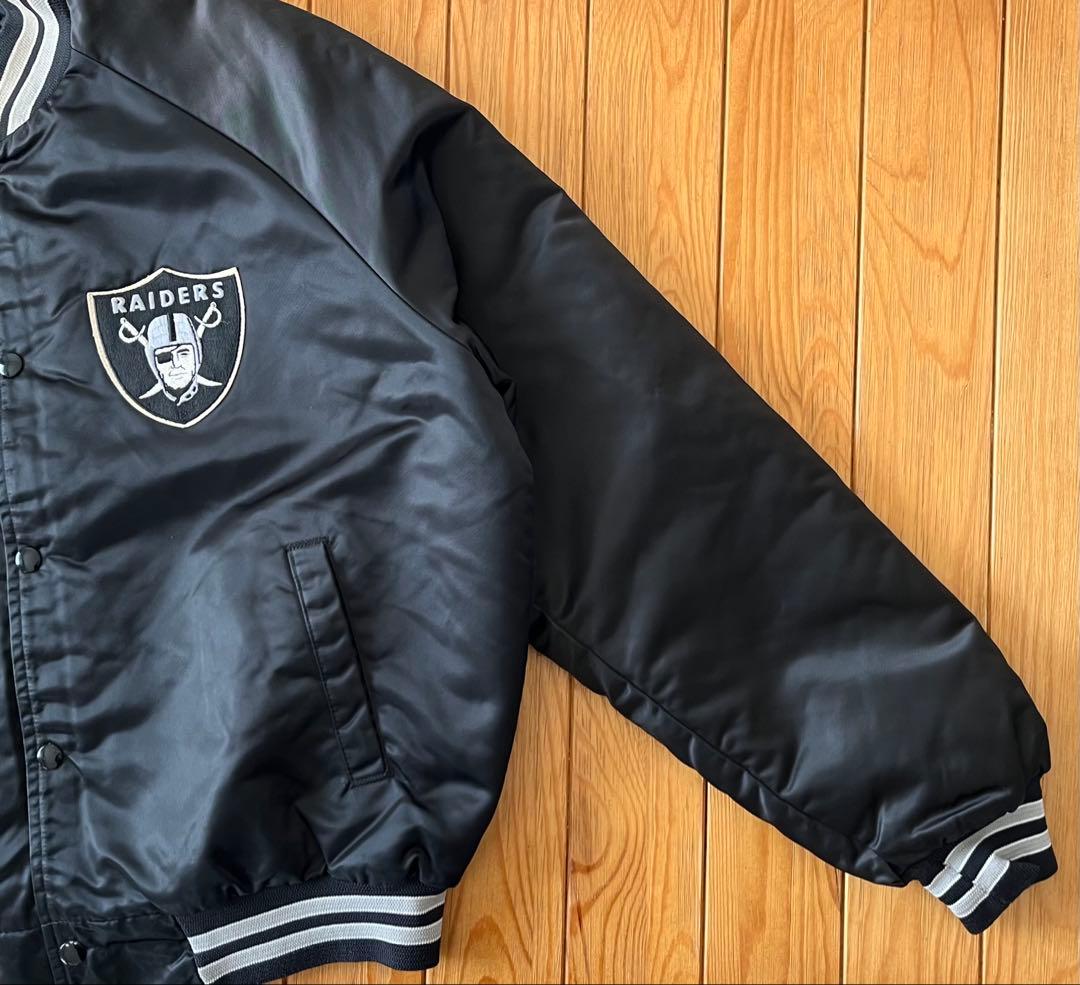 【今だけお得・美品】USA製NFL レイダース チョークライン スタジャン 黒