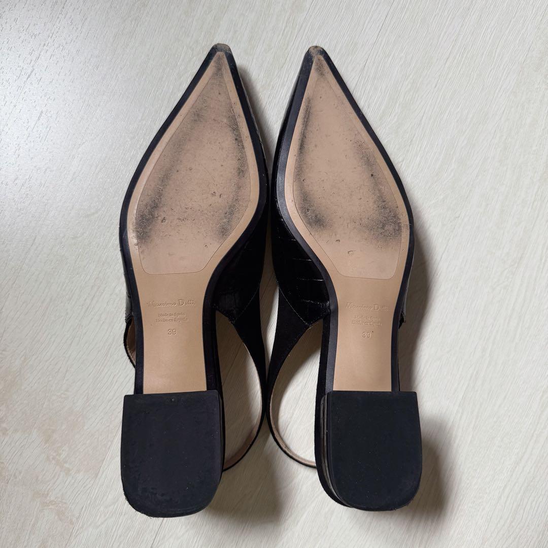 Massimo Dutti　ポインテッドトゥ　フラットシューズ　レザー　バレエ