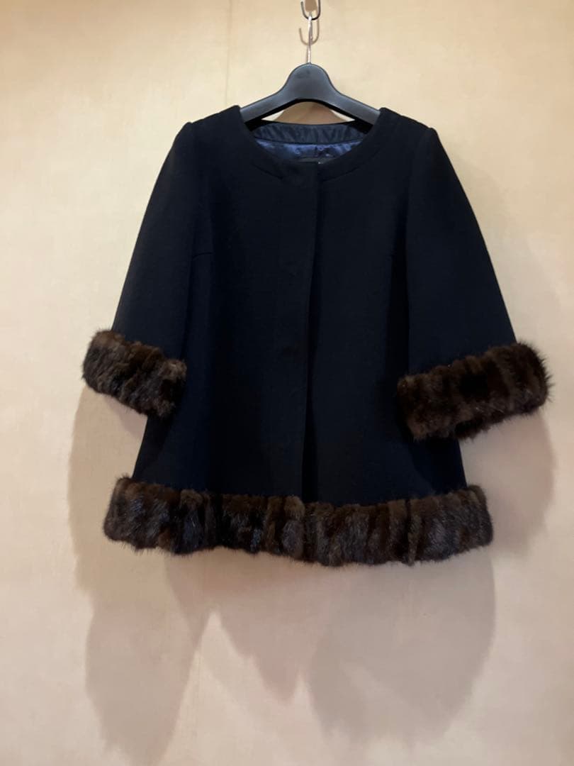 modify Ａラインのネイビーファーショートコート