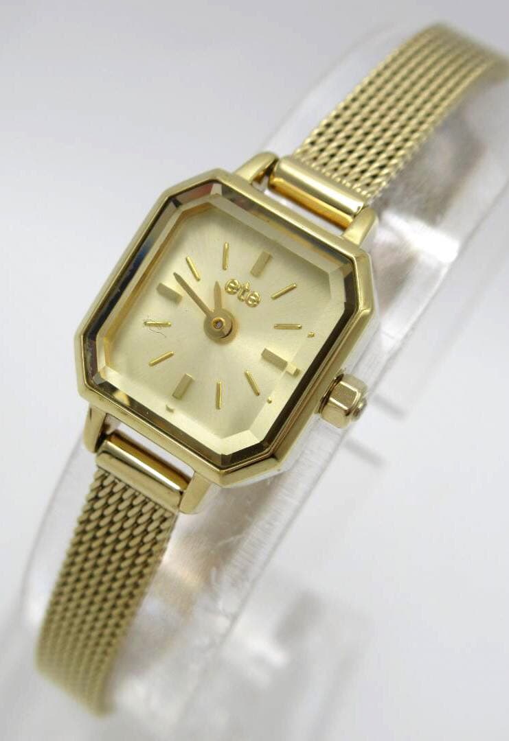 美品 ete エテ ウォッチ オクタゴンフェイス ダイヤ ゴールド 腕時計
