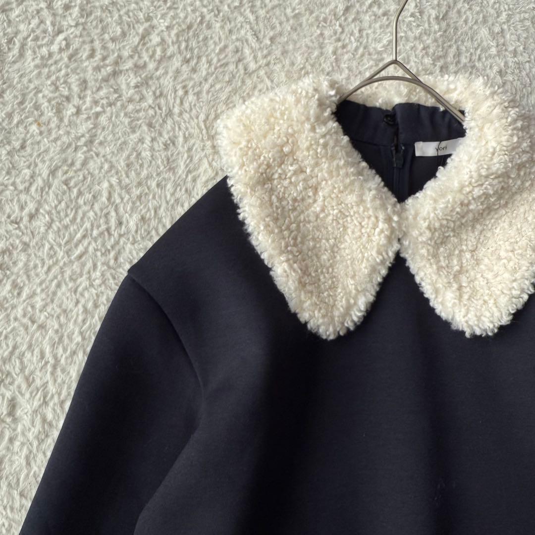 yori テディカラー プルオーバー フリー ネイビー 新品未使用 25AW